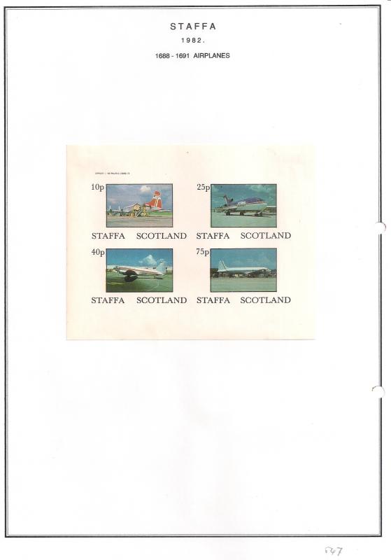 SCOTLAND - STAFFA - 1982 - Airplanes #2 - Imperf 4v Sheet - MLH