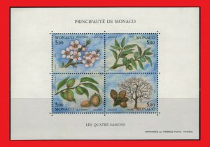 ZAYIX 1993 Monaco 1852 MNH souvenir sheet - Plants - Almond tree life cycle