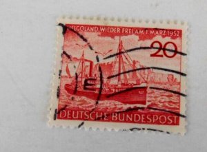 Germany #690 Used/VF, 20pf Freighter off Heligoland, 1952