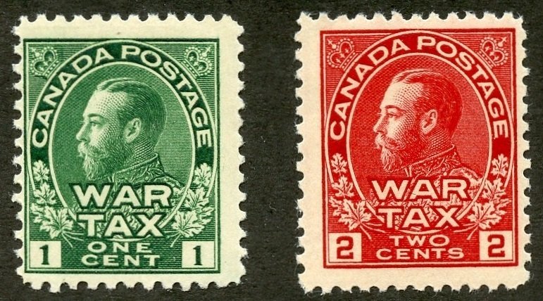 Canada Scott MR1-MR2 MNHOG - 1915 War Tax Stamps - SCV $130.00