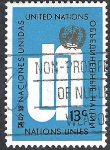 United Nations #196 13¢ Regular Issue - UN Emblem (1969). Used.