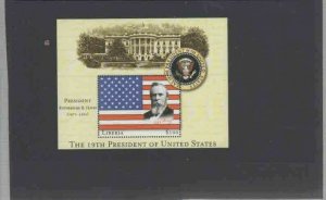 LIBERIA 2001 19TH PRESIDENT OF THE U.S RUTHERFORD HAYES MINT VF NH O.G S/S (10