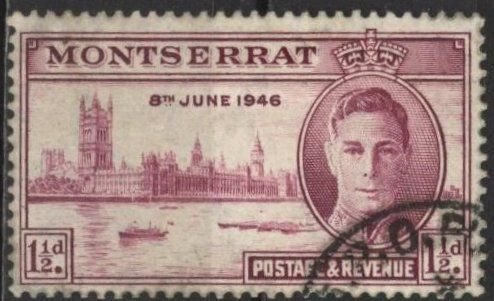 Montserrat 104 (used) 1½p Peace issue, deep magenta (1946)