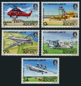 Alderney 18-22, Mnh.michel 18-22. Airport-50, 1985.Aircraft, Hubschrauber