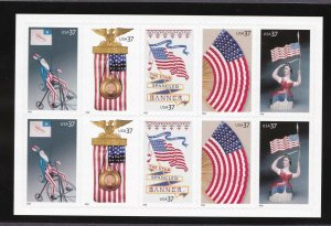 Booklet Pane 37c Old Glory (10) US 3780a MNH F-VF- Flag Backside