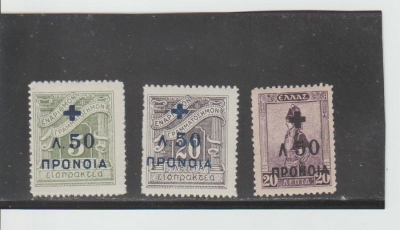 Greece  Scott#  RA58-RA60  MH  (1938 Surcharged)