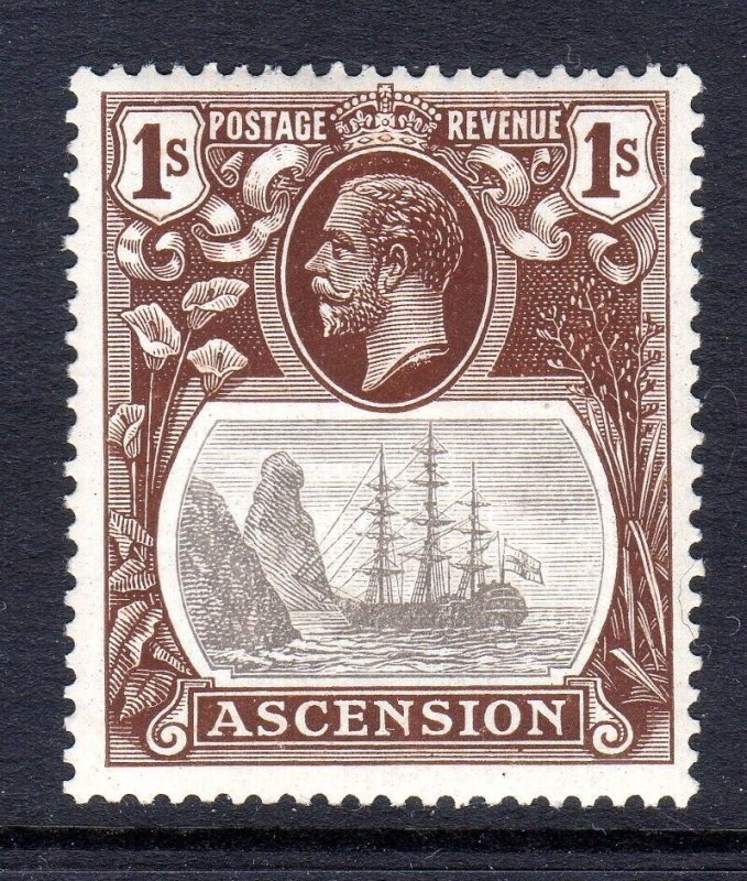 Ascension Island + 1924 -33 + sg 18 +  1/- + Lightly Hinged +  cv £21.00 