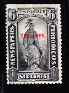 US PR60S 6c 1875 Newspaper and Periodicals Specimen F-VF OG HR SCV $75