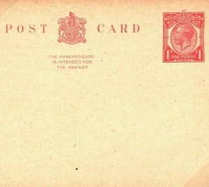 GB Cover 1d & 1d GV Intact Unused REPLY CARD CP75 Postal Stationery 1920 E170a
