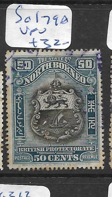 NORTH BORNEO  (P2705B) 50C ARMS , LION SG 179A   VFU