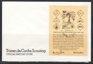 Tristan da Cunha, Scott cat. 317. Scouts  Anniversary s/sht. First day cover. ^