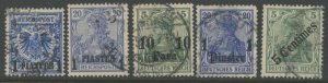 GERMANY Offices in Turkey Sc#10, 15, 43, 45, 55 1889-1908 Five Different Used