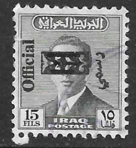 Iraq O270: 15f Faisal II, defaced, used, F-VF