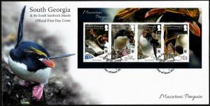 South Georgia 2017 FDC WWF Macaroni Penguin Minisheet Cover Stamps