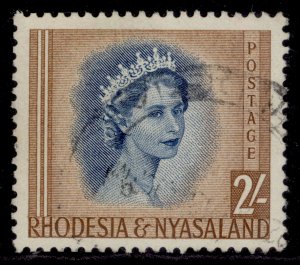 RHODESIA & NYASALAND QEII SG11, 2s deep blue & yellow-brown, FINE USED.