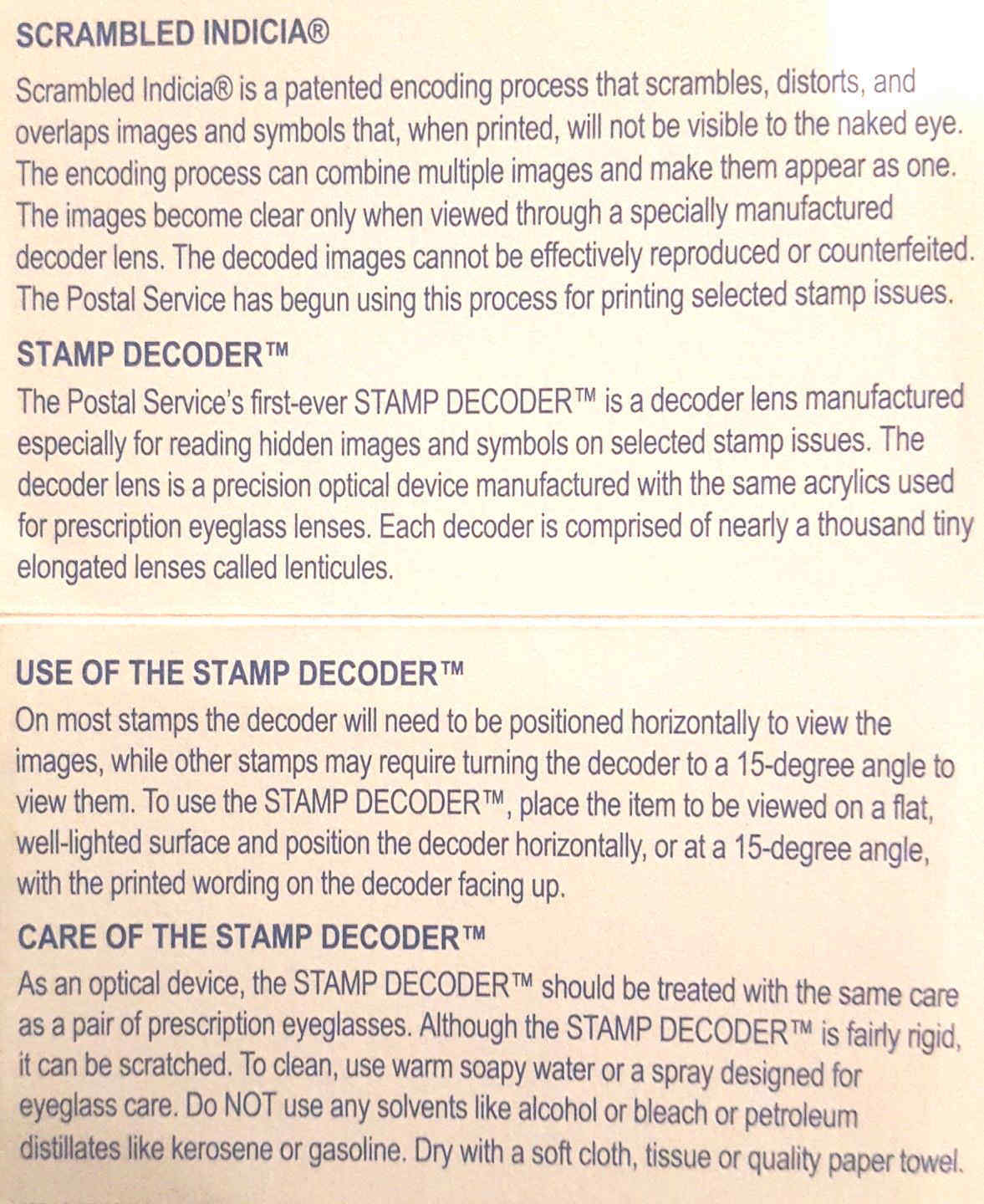 USPS Stamp Decoder for Hidden Images & Messages in Stamps from 1997