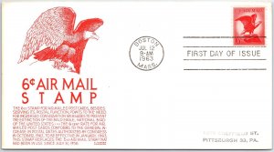 U.S. FIRST DAY CARD 6c RED EAGLE AIR MAIL STAMP ON ANDERSON CACHET 1963 (RED)