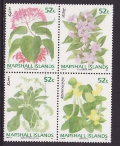 Marshall Islands #398b- id9-unused NH block-Flowers-1991-