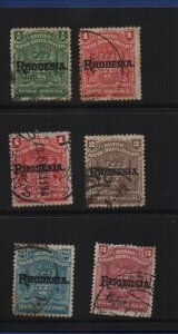 Rhodesia 1903-09 SG100-104 Six used definitives