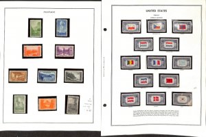 United States Stamp Collection on 8 Harris Pages, 1939-1949 Mint NH (#740-9 LH)