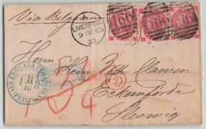 Great Britain 1865 Liverpool to Eckernförde Schleswig Folded 3x3d Cover