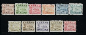 NAURU SCOTT #17a-27a 1924-48 (GLAZED WHITE PAPER) SHORT SET MINT LIGHT HINGED