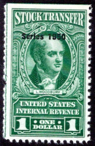 Scott RD323, $1, Series of 1950, MNG, Stock Transfer, USA Revenue Stamp