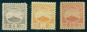 NORWAY LOCALS - KRAGERO, 1886, Complete Harbor Scene set, NH, VF