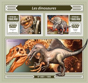 TOGO - 2015 - Dinosaurs - Perf Souv Sheet - Mint Never Hinged