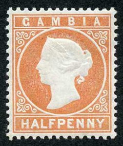 Gambia SG10B 1/2d Orange wmk Crown CC Upright M/Mint