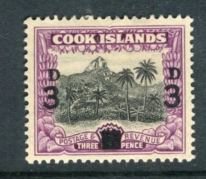 COOK ISLANDS; 1940 early GVI Pictorial surcharged issue Mint hinged 3/1.5d.