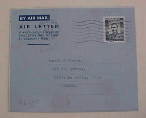 SOUTHERN  RHODESIA   AIR LETTER 1948 TO CANADA