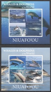 Imperf 2020 Niuafo'Ou Whales & Dolphins Michel 141 Euro Rare 2Kb Mnh Fat089