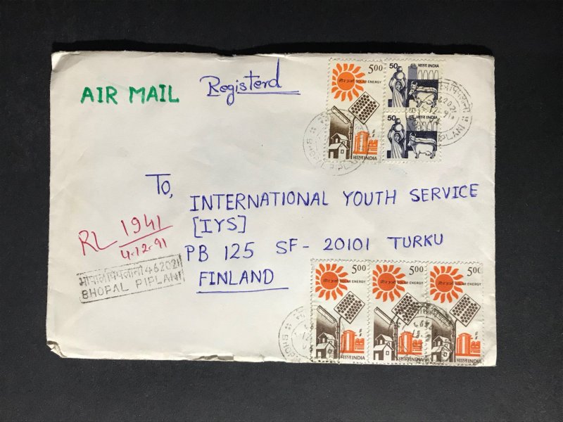 India Registered Cover to Finland City Cancel (1980s-1990s) Cover #1847