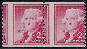 1055 Misperf Error / EFO Coil Pair Jefferson Mint NH (Stk3)