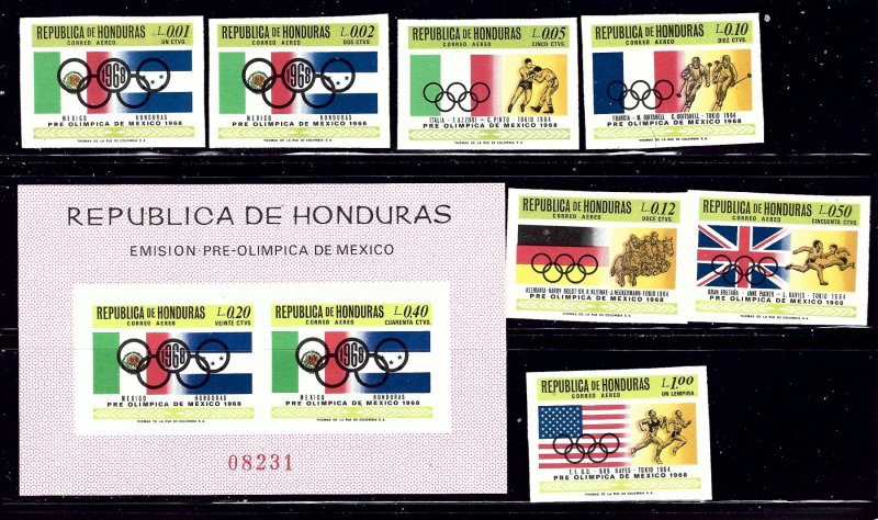 Honduras C429-35a MNH 1968 Olympics Imperf Set    (ap1138)