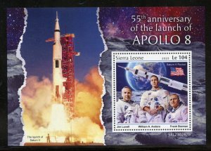 SIERRA LEONE 2023 55th ANNIVERSARY OF THE LAUNCH OF APOLLO 8 S/SHEET MINT NH
