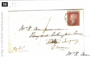GB Cover Glos Disley Forwarded Devon Totnes COCKINGTON COURT Torquay 1856 58.15