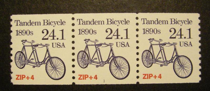 Scott 2266, 24.1 cent Tandem Bicycle, PNC3 #1, MNH Transportation Coil Beauty