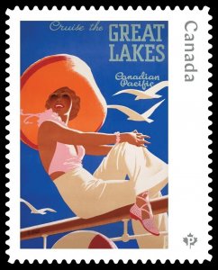 Die Cut = GREAT LAKES = VINTAGE TRAVEL POSTERS = single stamp = Canada 2022 MNH