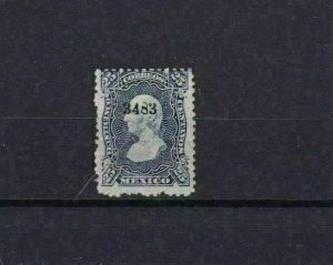 MEXICO 1874  STAMP 25 CENTAVOS BLUE WITH DISTRICT NUMBER  MM     REF 5660