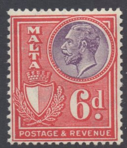 Malta Scott 176 - SG202, 1930 Postage & Revenue 6d MH*