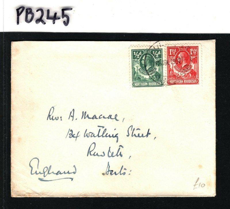 NORTHERN RHODESIA KGV Cover Lusaka Port Jameson GB 1937{samwells-covers}PB245