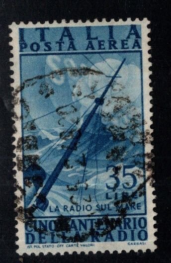 Italy Scott C120 Used airmail  stamp commemorating  50th Anniversary of Radio