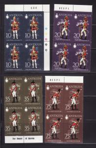 Antigua 275-278 Blocks of 4 MNH Military Uniforms