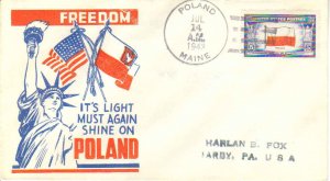 United States Maine Poland 1943 4f-bar  1854-1994  5c Poland Overrun Nations ...