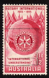 1955 Australia 3 1/2p, Rotary international, Used, Sc 278