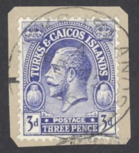 Turks & Caicos Islands Sc# 65 Used 1928 3p ultra King George V