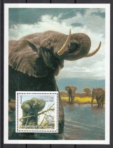Guinea, 2002 issue. Elephant with Scout Logo, IMPERF s/sheet.