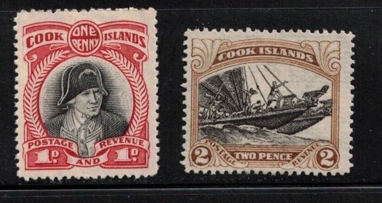 COOK ISLANDS Scott # 91-2 MH - Captain Cook & Double Canoe 1